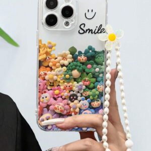 Apple Smile Flower Transparent Straight Edge Simple Perforated Anti-Drop Thickened Phone Case Printed Compatible With IPhone 15 XR /7/8 IPhone 15 Pro Max/12 Pro Max/13 Pro Max/14 Pro Max 13 14 11 12P 14 P11 P11 Soft Shell P12 Anti-Drop XS.XR /78P.78GES2, Phone Case Cover Waterproof Shockproof Scratch Resistant