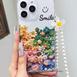 Apple Smile Flower Transparent Straight Edge Simple Perforated Anti-Drop Thickened Phone Case Printed Compatible With IPhone 15 XR /7/8 IPhone 15 Pro Max/12 Pro Max/13 Pro Max/14 Pro Max 13 14 11 12P 14 P11 P11 Soft Shell P12 Anti-Drop XS.XR /78P.78GES2, Phone Case Cover Waterproof Shockproof Scratch Resistant