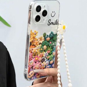 Apple Smile Flower Transparent Straight Edge Simple Perforated Anti-Drop Thickened Phone Case Printed Compatible With IPhone 15 XR /7/8 IPhone 15 Pro Max/12 Pro Max/13 Pro Max/14 Pro Max 13 14 11 12P 14 P11 P11 Soft Shell P12 Anti-Drop XS.XR /78P.78GES2, Phone Case Cover Waterproof Shockproof Scratch Resistant