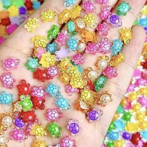 500pcs Mini Turtle Figurines, Mini Resin Glitter Sea Turtle Statues, Suitable For DIY Garden Ocean Animal Sculpture, Dollhouse, Aquarium Decor, Cartoon Colorful DIY Accessories, Turtle Nail Art, Small Gifts For Birthday Party, Wedding, Graduation