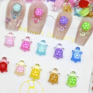 500pcs Mini Turtle Figurines, Mini Resin Glitter Sea Turtle Statues, Suitable For DIY Garden Ocean Animal Sculpture, Dollhouse, Aquarium Decor, Cartoon Colorful DIY Accessories, Turtle Nail Art, Small Gifts For Birthday Party, Wedding, Graduation
