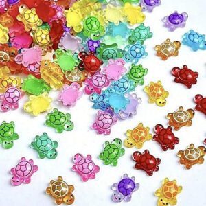 500pcs Mini Turtle Figurines, Mini Resin Glitter Sea Turtle Statues, Suitable For DIY Garden Ocean Animal Sculpture, Dollhouse, Aquarium Decor, Cartoon Colorful DIY Accessories, Turtle Nail Art, Small Gifts For Birthday Party, Wedding, Graduation