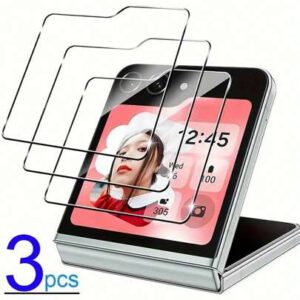 3 Pieces Three Pack Samsung Galaxy Z Flip 6 5 ZFlip6 ZFlip 5 Tempered Glass Film HD Full Coverage Screen Protector 9H Hardness Tempered Glass Film