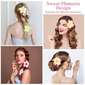 15pcs-Hawaiian Flower Hair Clips, Plum Flower Foam Hair Clips, Hawaiian Tropical Party Decorations, Beach Pool Vacation Wear, Hawaiian Party Supplies, Bridal Wedding. Women Artificial Flowers, Foam Flower Plumeria.