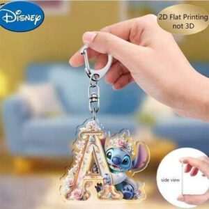 Disney 1pc Disney Stitch Letter "A-Z" Keychain, Y2K Aesthetic Clear Acrylic Charm, Cute Cartoon Character Bag Pendant, Creative Couple's Keyring For Backpacks & Keys, Perfect Gift For Birthdays, Valentine's Day & Graduation,Back To School Fashion