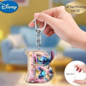 Disney 1pc Disney Stitch Letter "A-Z" Keychain, Y2K Aesthetic Clear Acrylic Charm, Cute Cartoon Character Bag Pendant, Creative Couple's Keyring For Backpacks & Keys, Perfect Gift For Birthdays, Valentine's Day & Graduation,Back To School Fashion
