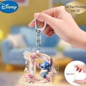 Disney 1pc Disney Stitch Letter "A-Z" Keychain, Y2K Aesthetic Clear Acrylic Charm, Cute Cartoon Character Bag Pendant, Creative Couple's Keyring For Backpacks & Keys, Perfect Gift For Birthdays, Valentine's Day & Graduation,Back To School Fashion