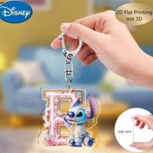Disney 1pc Disney Stitch Letter "A-Z" Keychain, Y2K Aesthetic Clear Acrylic Charm, Cute Cartoon Character Bag Pendant, Creative Couple's Keyring For Backpacks & Keys, Perfect Gift For Birthdays, Valentine's Day & Graduation,Back To School Fashion