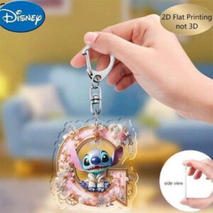 Disney 1pc Disney Stitch Letter "A-Z" Keychain, Y2K Aesthetic Clear Acrylic Charm, Cute Cartoon Character Bag Pendant, Creative Couple's Keyring For Backpacks & Keys, Perfect Gift For Birthdays, Valentine's Day & Graduation,Back To School Fashion