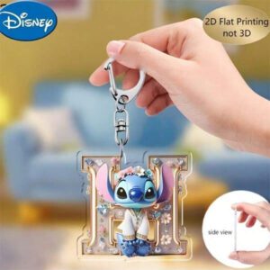Disney 1pc Disney Stitch Letter "A-Z" Keychain, Y2K Aesthetic Clear Acrylic Charm, Cute Cartoon Character Bag Pendant, Creative Couple's Keyring For Backpacks & Keys, Perfect Gift For Birthdays, Valentine's Day & Graduation,Back To School Fashion