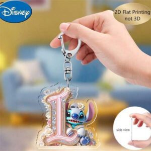Disney 1pc Disney Stitch Letter "A-Z" Keychain, Y2K Aesthetic Clear Acrylic Charm, Cute Cartoon Character Bag Pendant, Creative Couple's Keyring For Backpacks & Keys, Perfect Gift For Birthdays, Valentine's Day & Graduation,Back To School Fashion