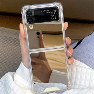 Luxury Make Up Mirror Case Compatible With Samsung Galaxy Z Flip6 Z Flip 5 4 3 Flip4 Flip3 Flip5 Z Flip 3 4 5 Shockproof Corner Hard Anti-Drop Cover Waterproof Scratch Resistant