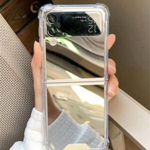 Luxury Make Up Mirror Case Compatible With Samsung Galaxy Z Flip6 Z Flip 5 4 3 Flip4 Flip3 Flip5 Z Flip 3 4 5 Shockproof Corner Hard Anti-Drop Cover Waterproof Scratch Resistant