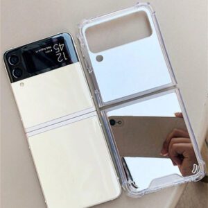 Luxury Make Up Mirror Case Compatible With Samsung Galaxy Z Flip6 Z Flip 5 4 3 Flip4 Flip3 Flip5 Z Flip 3 4 5 Shockproof Corner Hard Anti-Drop Cover Waterproof Scratch Resistant