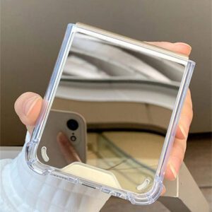 Luxury Make Up Mirror Case Compatible With Samsung Galaxy Z Flip6 Z Flip 5 4 3 Flip4 Flip3 Flip5 Z Flip 3 4 5 Shockproof Corner Hard Anti-Drop Cover Waterproof Scratch Resistant