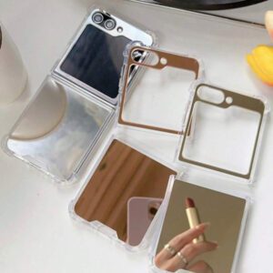 Luxury Make Up Mirror Case Compatible With Samsung Galaxy Z Flip6 Z Flip 5 4 3 Flip4 Flip3 Flip5 Z Flip 3 4 5 Shockproof Corner Hard Anti-Drop Cover Waterproof Scratch Resistant