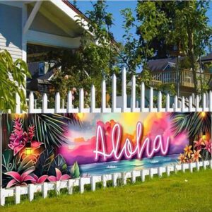 1pc-Colorful Aloha Beach Banner With A Tropical Hawaiian Theme For Summer - The Perfect Gift Flag For Indoor And Outdoor Party Decorations | Family Gatherings & Vibrant Outdoor Signage For Lively Background Hangings.