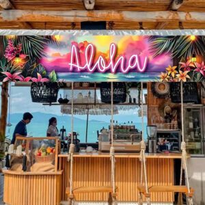 1pc-Colorful Aloha Beach Banner With A Tropical Hawaiian Theme For Summer - The Perfect Gift Flag For Indoor And Outdoor Party Decorations | Family Gatherings & Vibrant Outdoor Signage For Lively Background Hangings.