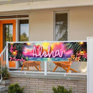 1pc-Colorful Aloha Beach Banner With A Tropical Hawaiian Theme For Summer - The Perfect Gift Flag For Indoor And Outdoor Party Decorations | Family Gatherings & Vibrant Outdoor Signage For Lively Background Hangings.