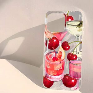 1pc Fruit Juice & Cherry Pattern Waterproof Anti-Fingerprint Anti-Scratch Transparent IMD Soft Bright Smooth Phone Case, Compatible With Apple Models Shockproof Anti-Fall