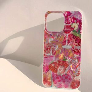 1pc Fruit Juice & Cherry Pattern Waterproof Anti-Fingerprint Anti-Scratch Transparent IMD Soft Bright Smooth Phone Case, Compatible With Apple Models Shockproof Anti-Fall