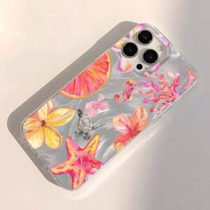 1pc Fruit Juice & Cherry Pattern Waterproof Anti-Fingerprint Anti-Scratch Transparent IMD Soft Bright Smooth Phone Case, Compatible With Apple Models Shockproof Anti-Fall