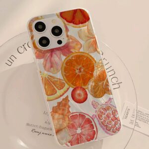 1pc Fruit Juice & Cherry Pattern Waterproof Anti-Fingerprint Anti-Scratch Transparent IMD Soft Bright Smooth Phone Case, Compatible With Apple Models Shockproof Anti-Fall