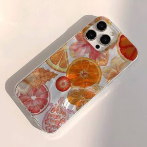 1pc Fruit Juice & Cherry Pattern Waterproof Anti-Fingerprint Anti-Scratch Transparent IMD Soft Bright Smooth Phone Case, Compatible With Apple Models Shockproof Anti-Fall