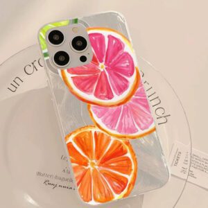 1pc Fruit Juice & Cherry Pattern Waterproof Anti-Fingerprint Anti-Scratch Transparent IMD Soft Bright Smooth Phone Case, Compatible With Apple Models Shockproof Anti-Fall