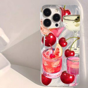 1pc Fruit Juice & Cherry Pattern Waterproof Anti-Fingerprint Anti-Scratch Transparent IMD Soft Bright Smooth Phone Case, Compatible With Apple Models Shockproof Anti-Fall