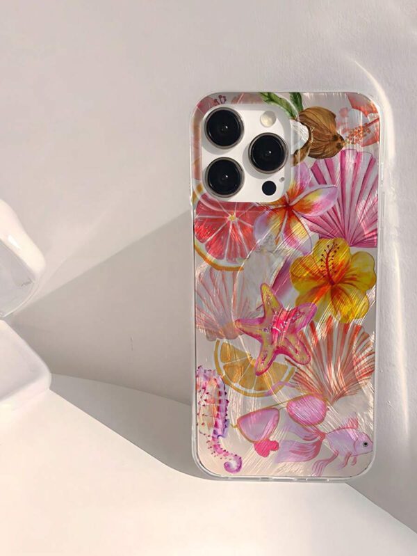 1pc Fruit Juice & Cherry Pattern Waterproof Anti-Fingerprint Anti-Scratch Transparent IMD Soft Bright Smooth Phone Case, Compatible With Apple Models Shockproof Anti-Fall – Image 5