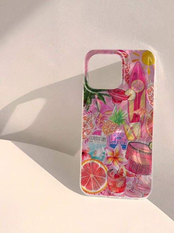 1pc Fruit Juice & Cherry Pattern Waterproof Anti-Fingerprint Anti-Scratch Transparent IMD Soft Bright Smooth Phone Case, Compatible With Apple Models Shockproof Anti-Fall – Image 10