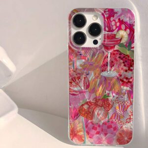 1pc Fruit Juice & Cherry Pattern Waterproof Anti-Fingerprint Anti-Scratch Transparent IMD Soft Bright Smooth Phone Case, Compatible With Apple Models Shockproof Anti-Fall