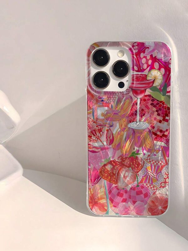 1pc Fruit Juice & Cherry Pattern Waterproof Anti-Fingerprint Anti-Scratch Transparent IMD Soft Bright Smooth Phone Case, Compatible With Apple Models Shockproof Anti-Fall – Image 11