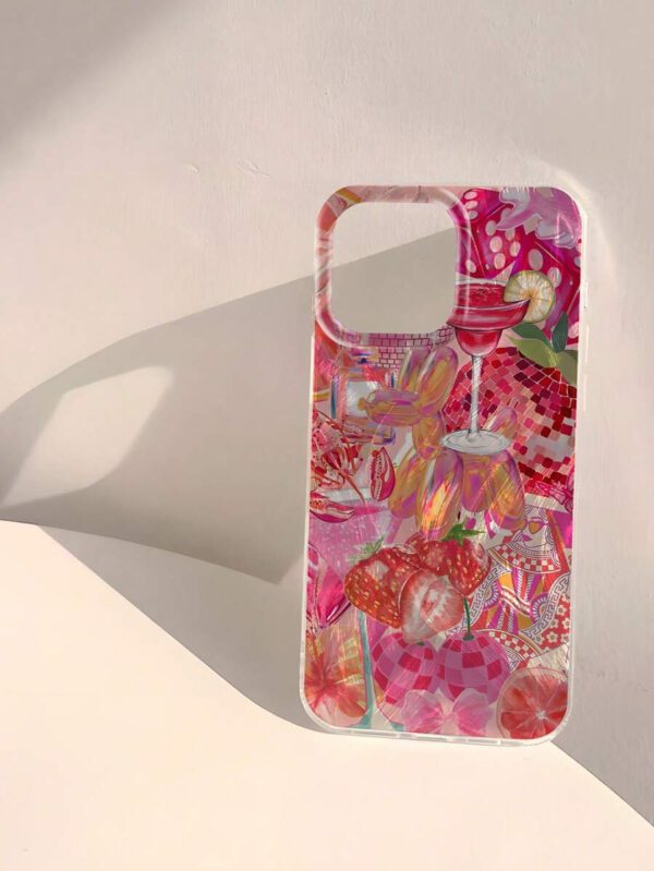 1pc Fruit Juice & Cherry Pattern Waterproof Anti-Fingerprint Anti-Scratch Transparent IMD Soft Bright Smooth Phone Case, Compatible With Apple Models Shockproof Anti-Fall – Image 13