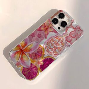 1pc Fruit Juice & Cherry Pattern Waterproof Anti-Fingerprint Anti-Scratch Transparent IMD Soft Bright Smooth Phone Case, Compatible With Apple Models Shockproof Anti-Fall