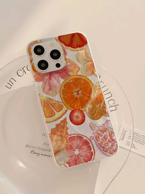 1pc Fruit Juice & Cherry Pattern Waterproof Anti-Fingerprint Anti-Scratch Transparent IMD Soft Bright Smooth Phone Case, Compatible With Apple Models Shockproof Anti-Fall – Image 24