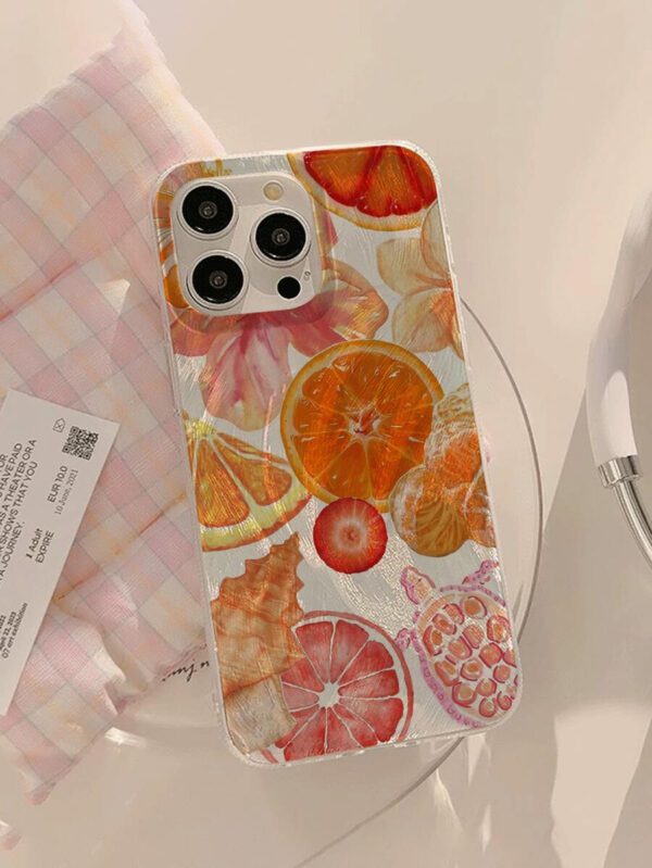 1pc Fruit Juice & Cherry Pattern Waterproof Anti-Fingerprint Anti-Scratch Transparent IMD Soft Bright Smooth Phone Case, Compatible With Apple Models Shockproof Anti-Fall – Image 25