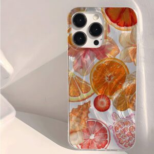 1pc Fruit Juice & Cherry Pattern Waterproof Anti-Fingerprint Anti-Scratch Transparent IMD Soft Bright Smooth Phone Case, Compatible With Apple Models Shockproof Anti-Fall