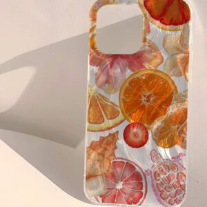 1pc Fruit Juice & Cherry Pattern Waterproof Anti-Fingerprint Anti-Scratch Transparent IMD Soft Bright Smooth Phone Case, Compatible With Apple Models Shockproof Anti-Fall