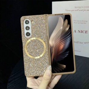 keshengtai 1pc Glitter Rhinestone Magnetic Phone Case For Samsung Galaxy Z Fold 7 6 5 4 3 5G Waterproof Shockproof Anti-Fall Scratch Resistant