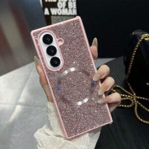 keshengtai 1pc Glitter Rhinestone Magnetic Phone Case For Samsung Galaxy Z Fold 7 6 5 4 3 5G Waterproof Shockproof Anti-Fall Scratch Resistant
