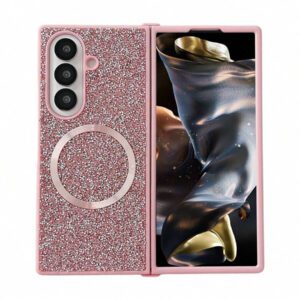 keshengtai 1pc Glitter Rhinestone Magnetic Phone Case For Samsung Galaxy Z Fold 7 6 5 4 3 5G Waterproof Shockproof Anti-Fall Scratch Resistant