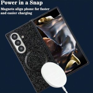 keshengtai 1pc Glitter Rhinestone Magnetic Phone Case For Samsung Galaxy Z Fold 7 6 5 4 3 5G Waterproof Shockproof Anti-Fall Scratch Resistant