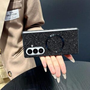keshengtai 1pc Glitter Rhinestone Magnetic Phone Case For Samsung Galaxy Z Fold 7 6 5 4 3 5G Waterproof Shockproof Anti-Fall Scratch Resistant