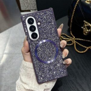 keshengtai 1pc Glitter Rhinestone Magnetic Phone Case For Samsung Galaxy Z Fold 7 6 5 4 3 5G Waterproof Shockproof Anti-Fall Scratch Resistant