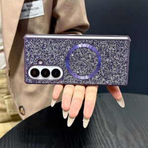 keshengtai 1pc Glitter Rhinestone Magnetic Phone Case For Samsung Galaxy Z Fold 7 6 5 4 3 5G Waterproof Shockproof Anti-Fall Scratch Resistant