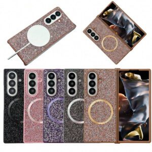 keshengtai 1pc Glitter Rhinestone Magnetic Phone Case For Samsung Galaxy Z Fold 7 6 5 4 3 5G Waterproof Shockproof Anti-Fall Scratch Resistant