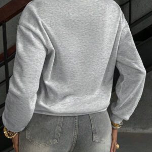 INAWLY Solva Women's Casual Zip-Up Drop Shoulder Sweatshirt For Autumn, Everyday Wear Graduation,Back To School Outfits,Graduation,Teacher Outfits For Women,Back To School Pullover Fall Outfit