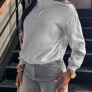 INAWLY Solva Women's Casual Zip-Up Drop Shoulder Sweatshirt For Autumn, Everyday Wear Graduation,Back To School Outfits,Graduation,Teacher Outfits For Women,Back To School Pullover Fall Outfit